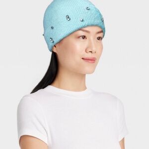 A New Day Aqua Beanie with Rhinestones